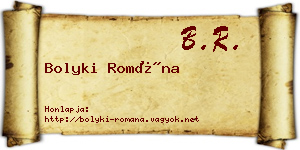 Bolyki Romána névjegykártya